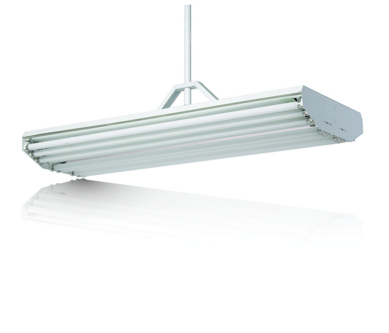 General area light distribution fluorescent High-Bay with up-light available in 9 lamps T5 or T8.